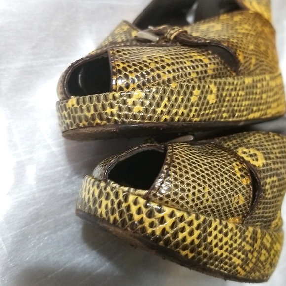Vintage Prada Platform Lizard Peep Toe Embossed Leather Slingbacks 39 8.5 - Picture 11 of 11